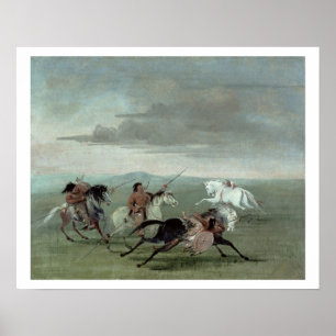 Comanche Feats of Martial Horsemanship, 1834 (oil) Poster