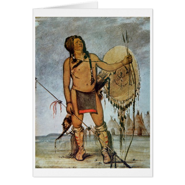 Comanche-strijder met schild, lans en boog (Voorkant)