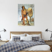 Comanche-strijder met schild, lans en boog canvas afdruk (Insitu (Slaapkamer))