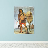 Comanche-strijder met schild, lans en boog canvas afdruk (Insitu (Houten vloer))