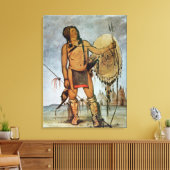 Comanche-strijder met schild, lans en boog canvas afdruk (Insitu (Woonkamer))