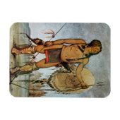 Comanche-strijder met schild, lans en boog magneet (Horizontaal)
