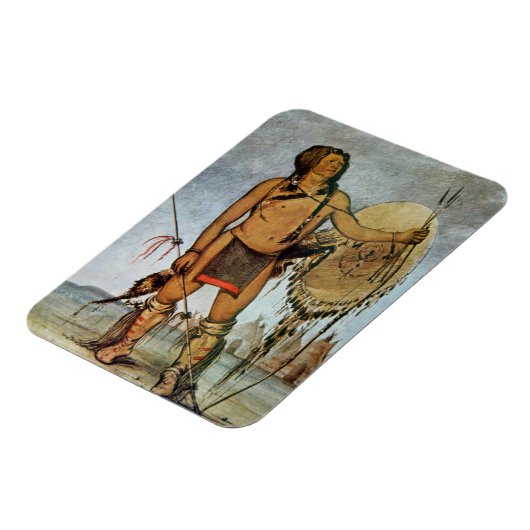 Comanche-strijder met schild, lans en boog magneet (Linkerzijde)