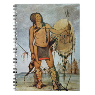 Comanche-strijder met schild, lans en boog notitieboek