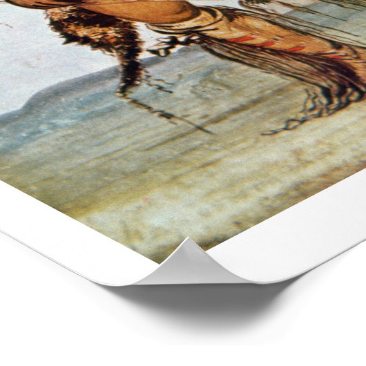 Comanche-strijder met schild, lans en boog poster (Hoek)