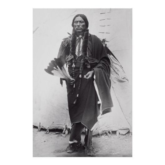 Comanche Warrior Chief Quanah Parker c. 1885 Foto Afdruk (Voorkant)