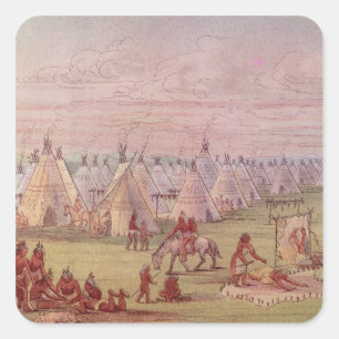Comanchee Village Vierkante Sticker