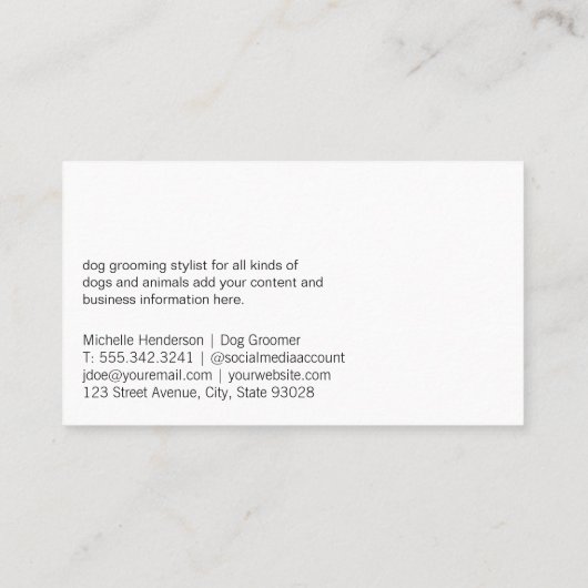 Comb Dog Grooming Logo | dierenverzorging Visitekaartje (Achterkant)