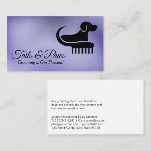 Comb Dog Grooming Logo | dierenverzorging Visitekaartje (Voorkant / Achterkant)