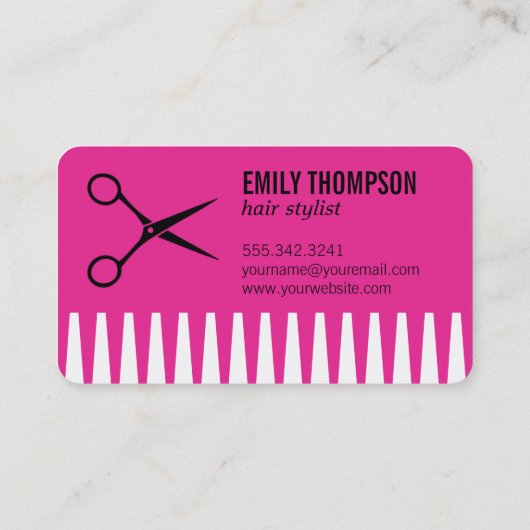 Comb | Haarstijflijst (warm roze) Visitekaartje (Achterkant)