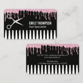 Comb | Hair Stylist | Glitter Drip Visitekaartje (Voorkant / Achterkant)