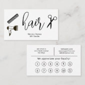 Comb Hair Stylist Hairdresser Flat Loyalty Card (Voorkant / Achterkant)