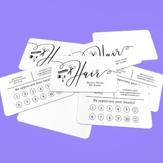 Comb Hair Stylist Kapper Flat Loyalty Kaart