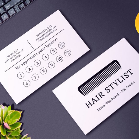 Comb Hair Stylist Kapper Flat Loyalty Kaart