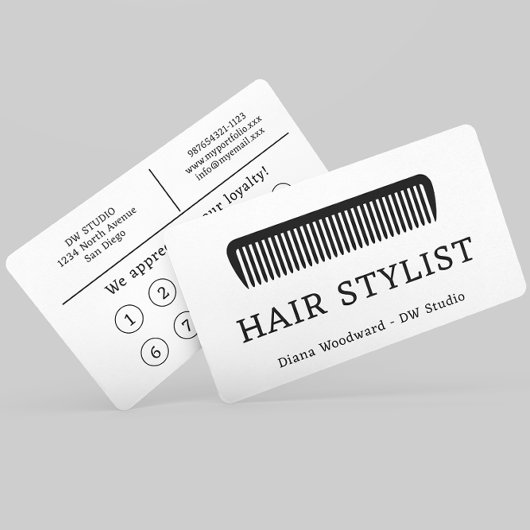 Comb Hair Stylist Kapper Flat Loyalty Kaart