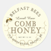 Comb Honey Realistic Honeybee Honeycomb Local Raw Ronde Sticker (Voorkant)