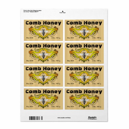 Comb Honey Strpes Label (Full Sheet)
