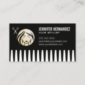 Comb | Salon Scissors Woman Logo Visitekaartje (Voorkant)