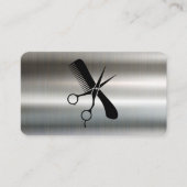 Comb Scissors | Barber | Metallic Background Visitekaartje (Voorkant)