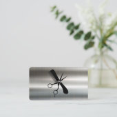 Comb Scissors | Barber | Metallic Background Visitekaartje (Staand voorkant)