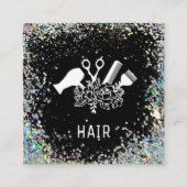 *~* Comb Scissors Flowers Brush Glitter AP6 Vierkante Visitekaartje (Voorkant)