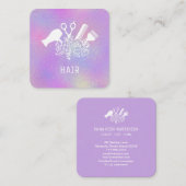 *~* Comb Scissors Flowers Brush    RainbowAP6  Vierkante Visitekaartje (Voorkant / Achterkant)