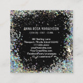 *~* Comb Scissors Flowers Rainbow Glitter AP6 Vierkante Visitekaartje (Achterkant)