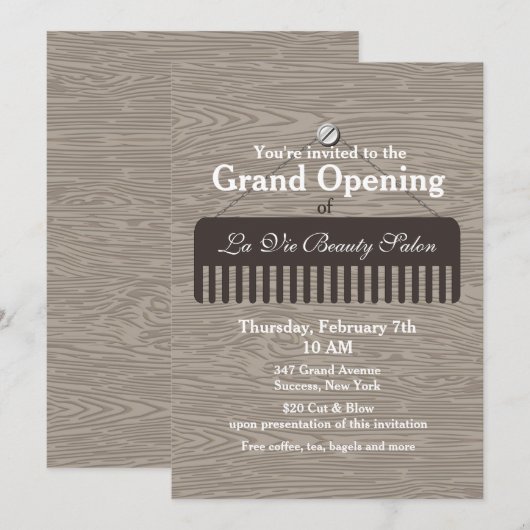 Comb Sign Salon Grand Opening Kaart (Voorkant / Achterkant)