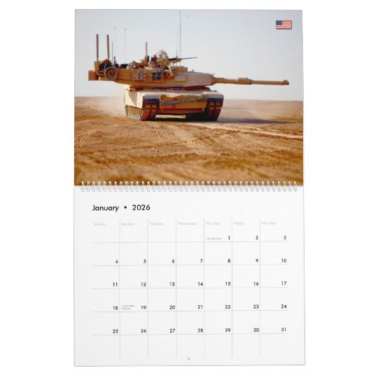 COMBAT ARMOR - Amerikaanse militaire pantservoertu Kalender (Jan 2026)