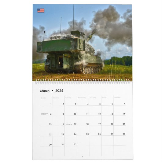 COMBAT ARMOR - Amerikaanse militaire pantservoertu Kalender (Mar 2026)
