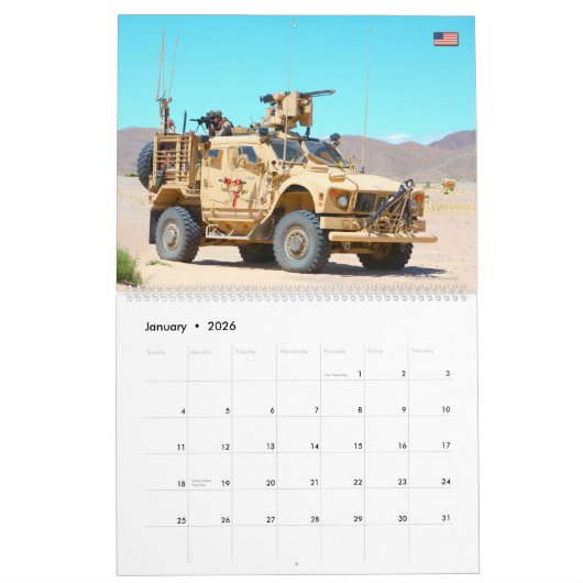 COMBAT ARMOR - Amerikaanse militaire pantservoertu Kalender (Jan 2026)
