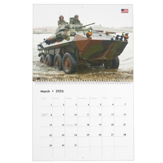 COMBAT ARMOR - Amerikaanse militaire pantservoertu Kalender (Mar 2026)