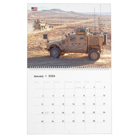 COMBAT ARMOR - Amerikaanse militaire pantservoertu Kalender (Jan 2026)