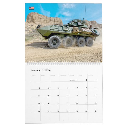 COMBAT ARMOR - Amerikaanse militaire pantservoertu Kalender (Jan 2026)