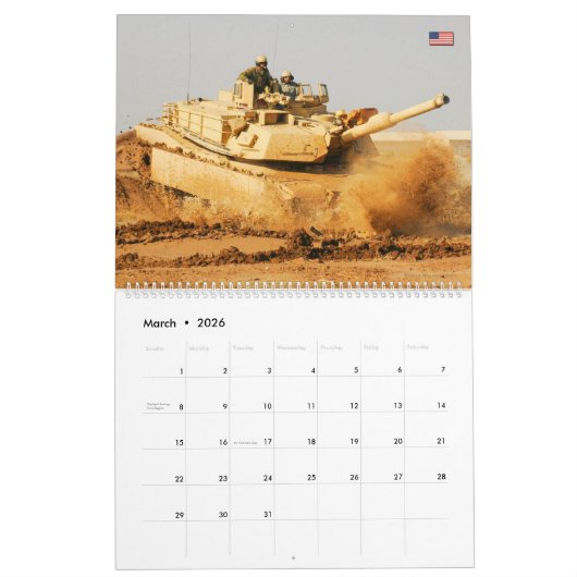 COMBAT ARMOR - Amerikaanse militaire pantservoertu Kalender (Mar 2026)