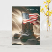 Combat Boots en Vlag Veterans Day Kaart (Gele Bloem)