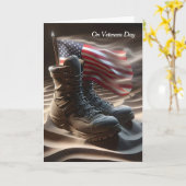 Combat Boots en Vlag Veterans Day Kaart (Gele Bloem)