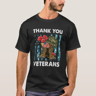 Combat Boots Hartelijk dank Veteranen Poppy Flower T-shirt