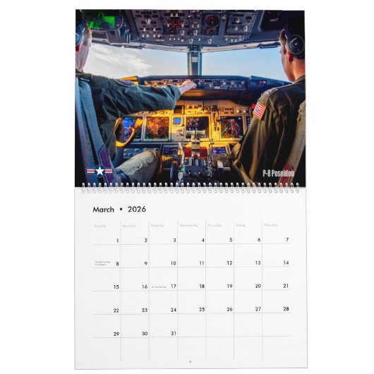 COMBAT COCKPIT - Amerikaanse militaire Vliegtuig c Kalender (Mar 2026)