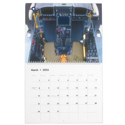 COMBAT COCKPIT - Amerikaanse militaire Vliegtuig c Kalender (Mar 2026)