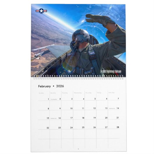 COMBAT COCKPIT - Amerikaanse militaire Vliegtuig c Kalender (Feb 2026)