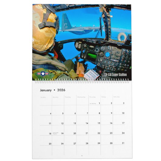 COMBAT COCKPIT - Amerikaanse militaire Vliegtuig c Kalender (Jan 2026)