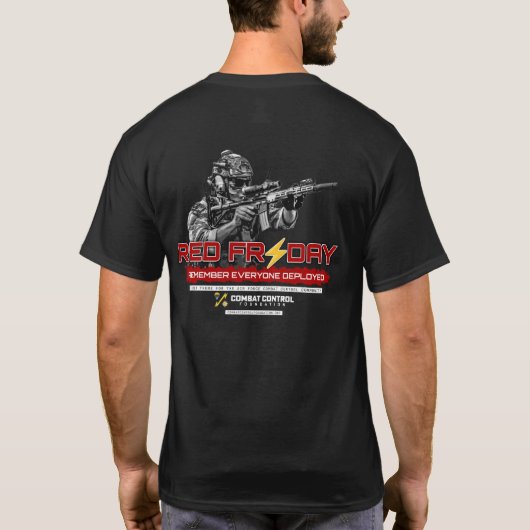 Combat Control. RED vrijdag. Draag rood. T-shirt (Achterkant)