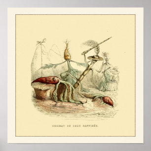 Combat De Deux Raffines door JJ Garland Poster