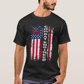 Combat Engineer in nood Amerikaanse vlag US Milit T-shirt