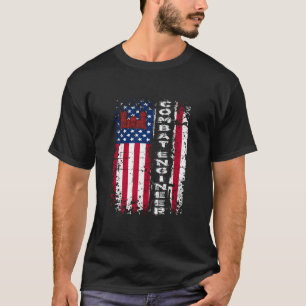 Combat Engineer in nood Amerikaanse vlag US Milit T-shirt