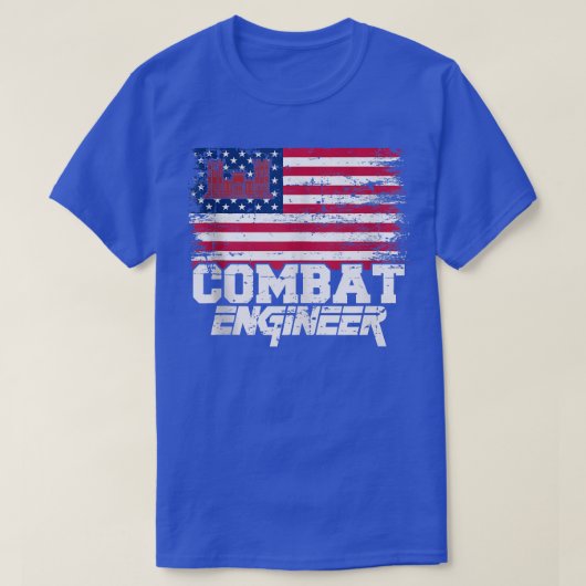 Combat Engineer met Amerikaanse vlag Distress U T-shirt (Design voorkant)