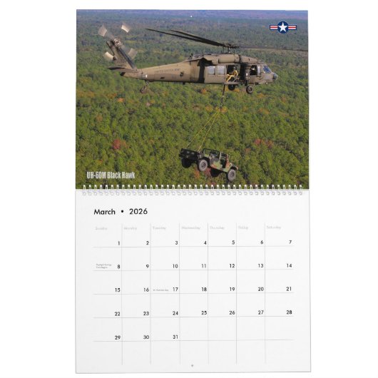COMBAT HAWK - Amerikaanse militaire H-60 helikopte Kalender (Mar 2026)