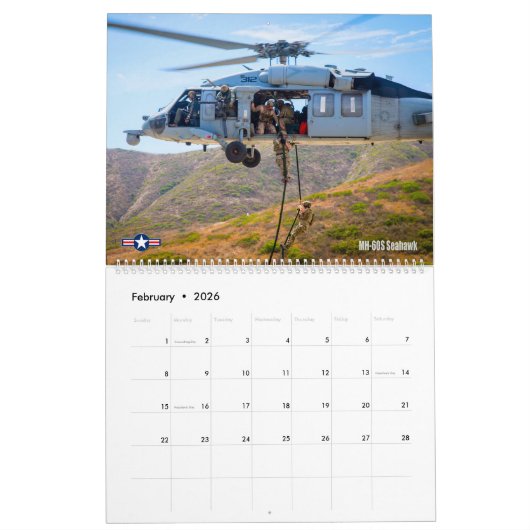 COMBAT HAWK - Amerikaanse militaire H-60 helikopte Kalender (Feb 2026)