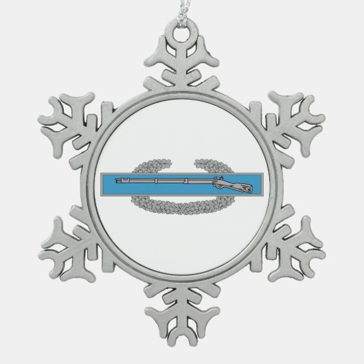 Combat Infantryman Badge CIB Army Veteran Tin Sneeuwvlok Ornament (Voorkant)